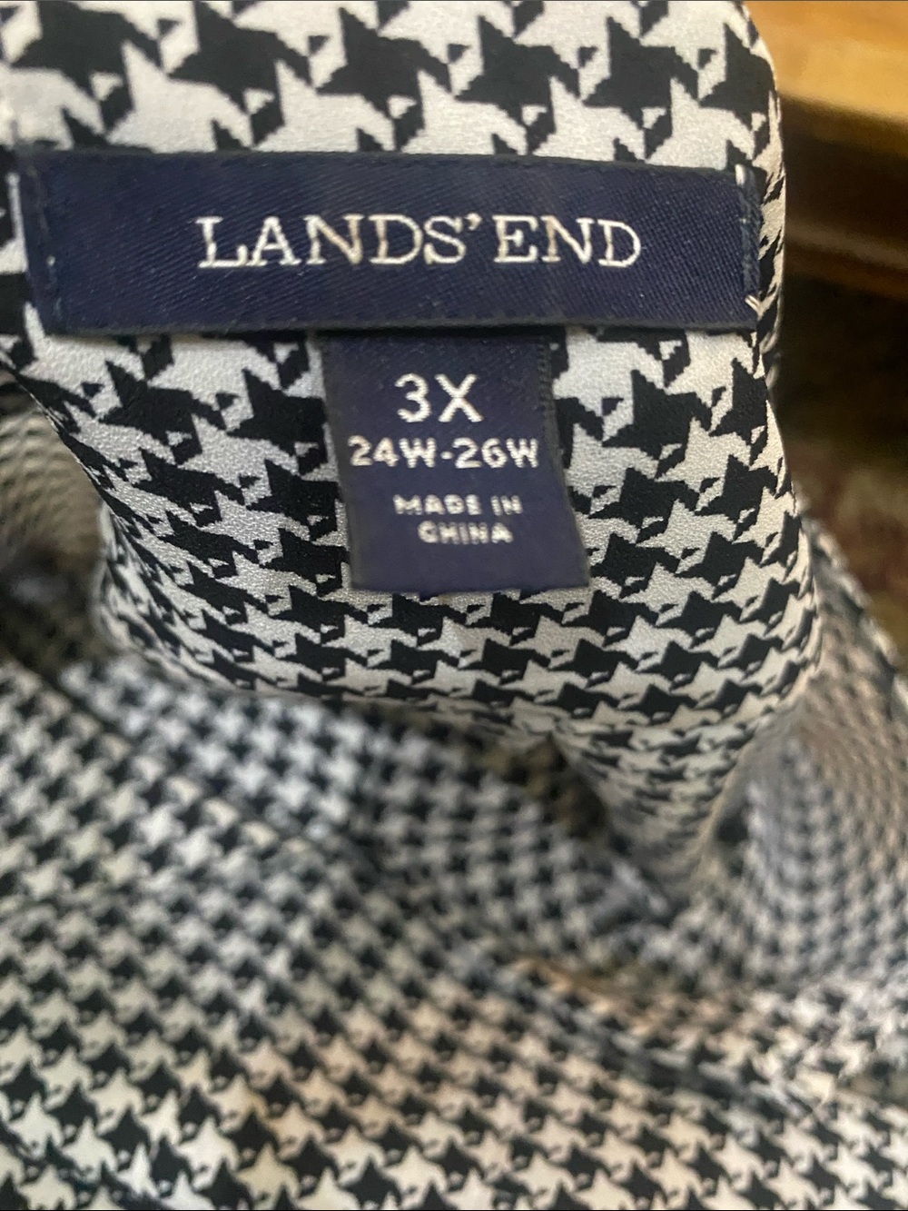 Lands' End Black and White Houndstooth Blouse - Picture 5 of 5